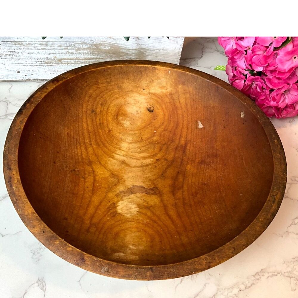 Wooden dough bowl primitive vintage great patina